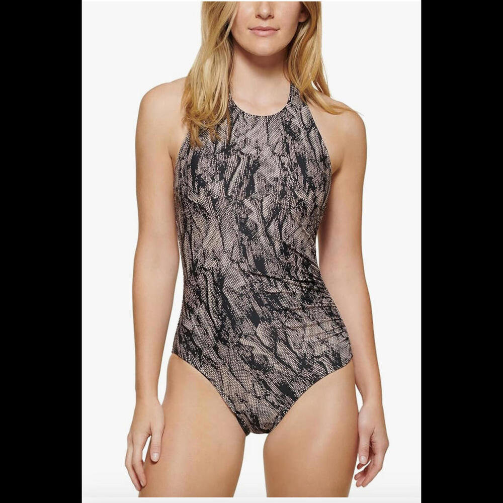 NWT Calvin Klein High neck Halter One-Piece Size 18